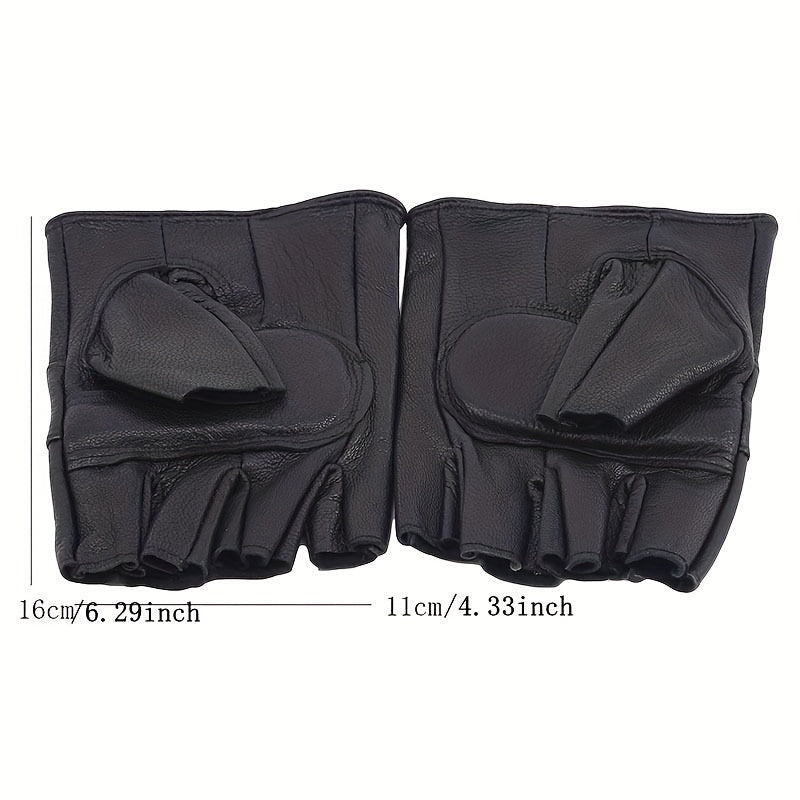 Men's Leather Fingerless Gloves for Outdoor Sports