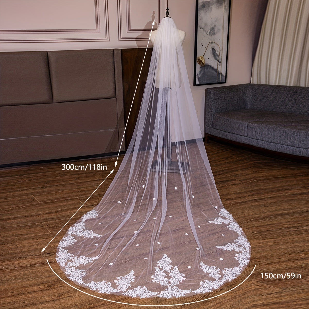 1 Tier Wedding Bridal Veil With Comb Cathedral Bride Shawl Tulle Cape Soft Mesh