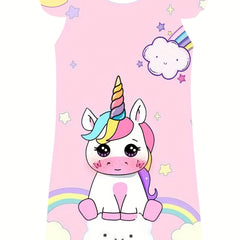 Girl's Rainbow & Pony Princess Dress for Summer Party
