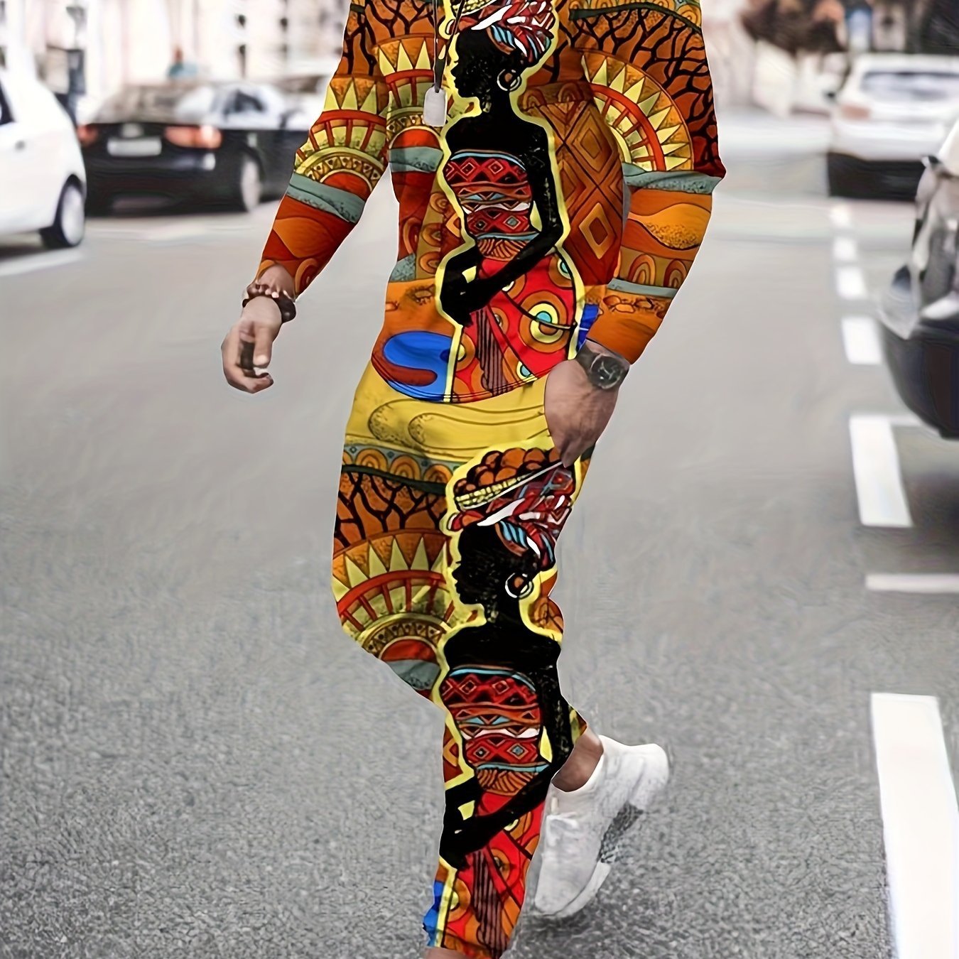 Men's 3D Print Long Sleeve T-Shirt & Joggers Set