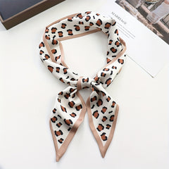 Leopard Dot Print Skinny Scarf Silk Hair Ribbon Satin Neckerchief Twilly