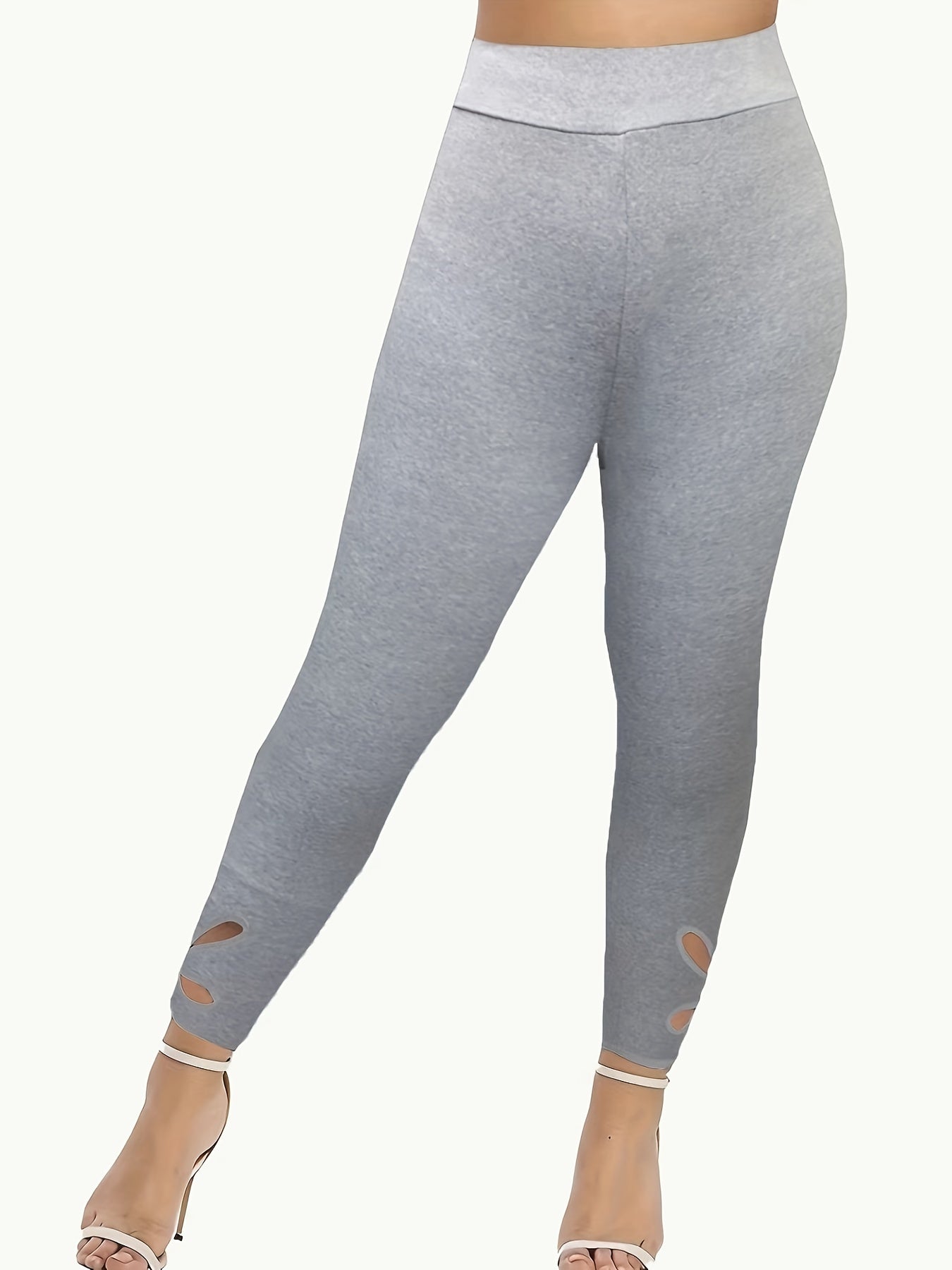 High Waist Long Length Leggings Solid Slim Fit Casual Leggings