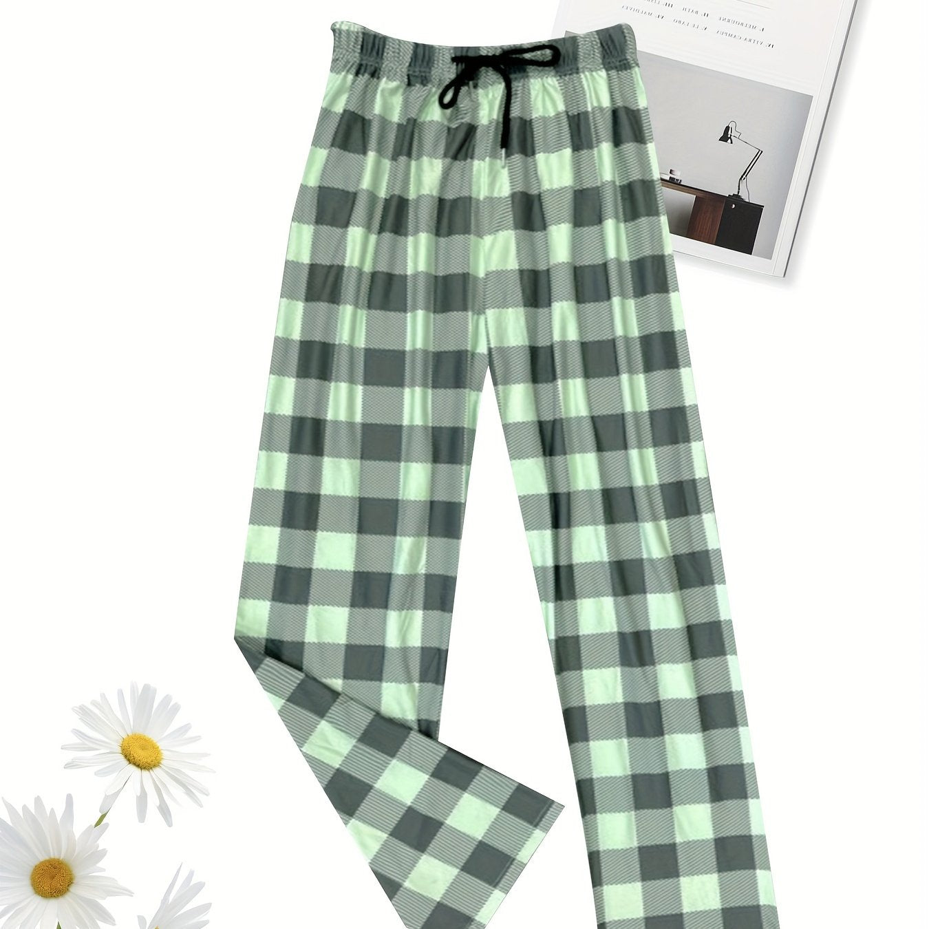 Checkerboard Print Yoga Pants Wide Legs Women's Activewear