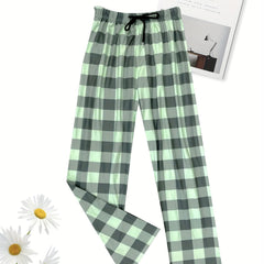 Checkerboard Print Yoga Pants Wide Legs Women's Activewear