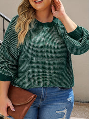 Casual Sweater Women's Plus Two Tone Lantern Sleeve Pullover Jumper