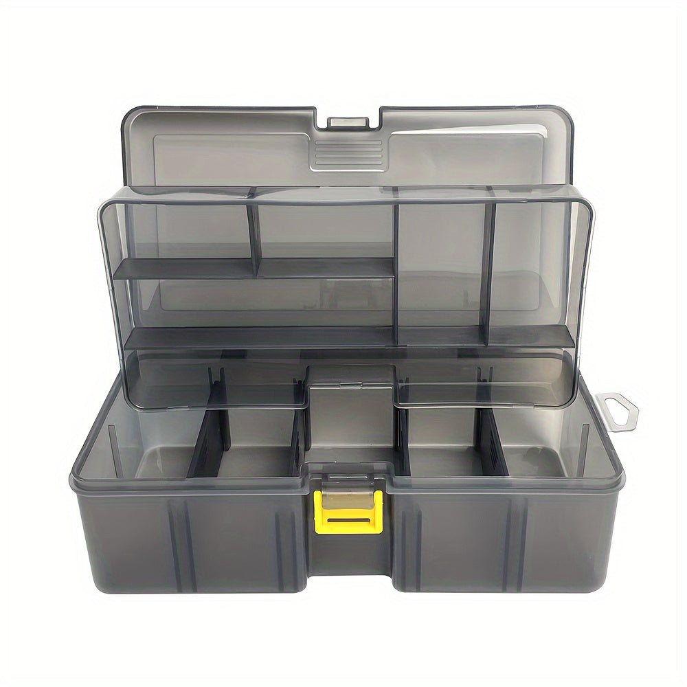 Double Layer Tool Storage Box with Grids & Handles - Screw Organizer