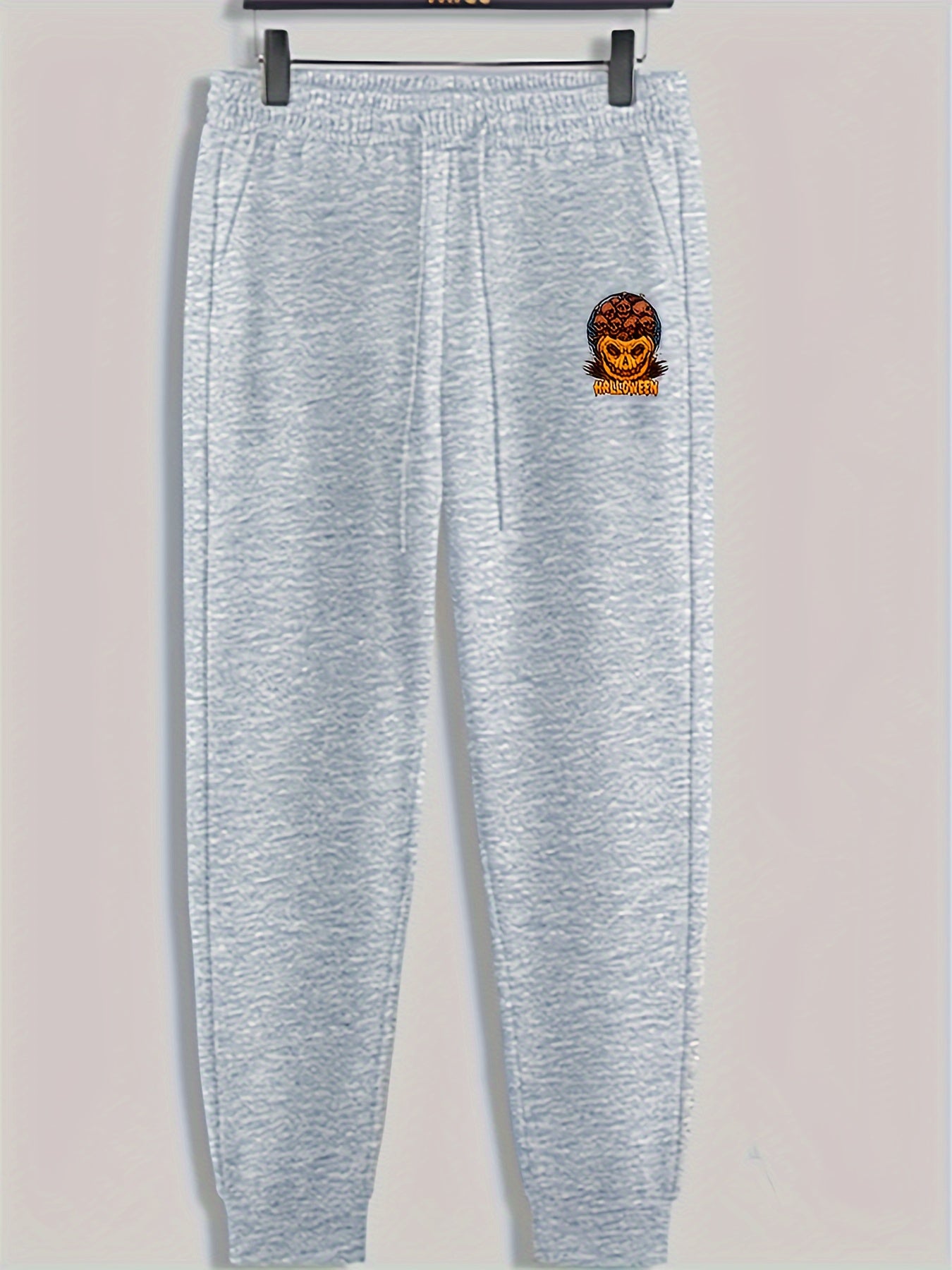 Halloween Pumpkin Print Men's Pants Drawstring Sweatpants Loose Casual Trousers