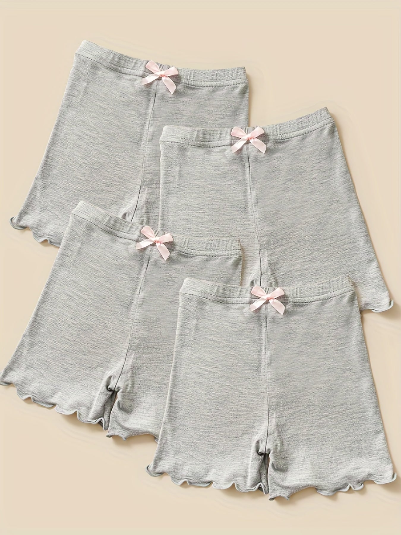 4pcs Girls Bowtie Bottoming Safety Shorts Elastic Waist