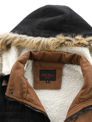 Men's Fleece Windbreaker Parka Jacket Fur Hoodie
