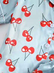 Girls Cherry Print Short Sleeve Shorts Pajama Set
