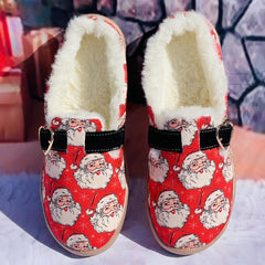 Winter Christmas Santa Claus Furry Slippers - Warm Walking Shoes