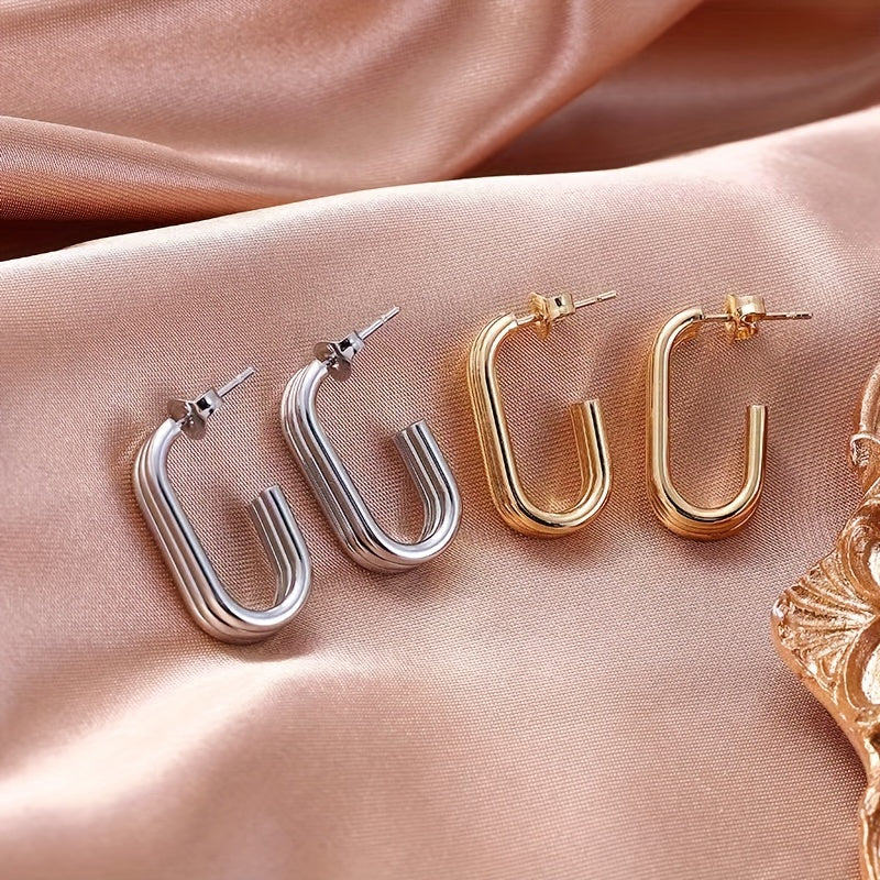 Geometric Stud Earrings Minimalist Style for Girls