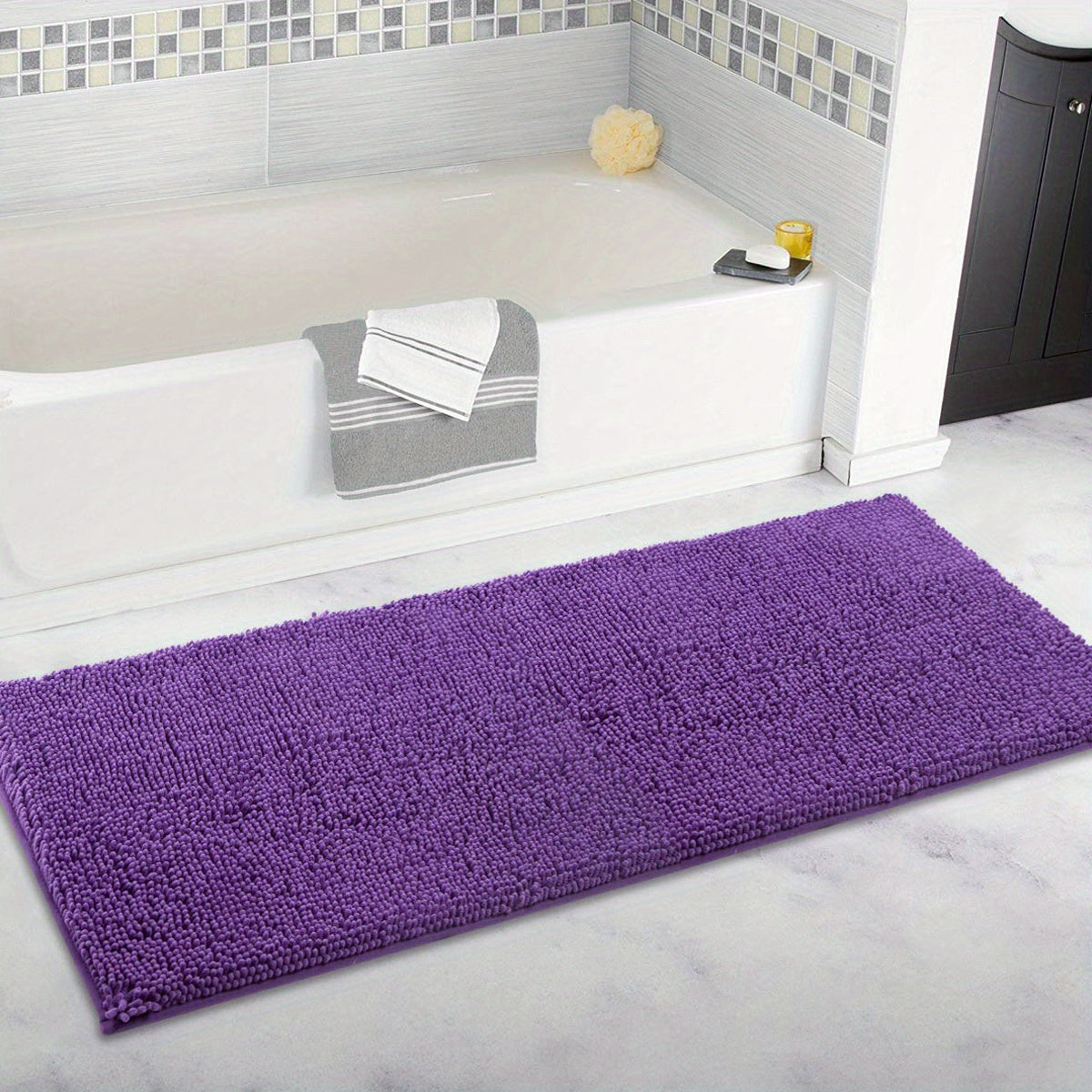 Purple Solid Non-slip Bathroom Floor Mat