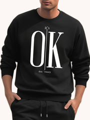Men's Letter Ok Pattern Sweatshirt for Autumn Winter