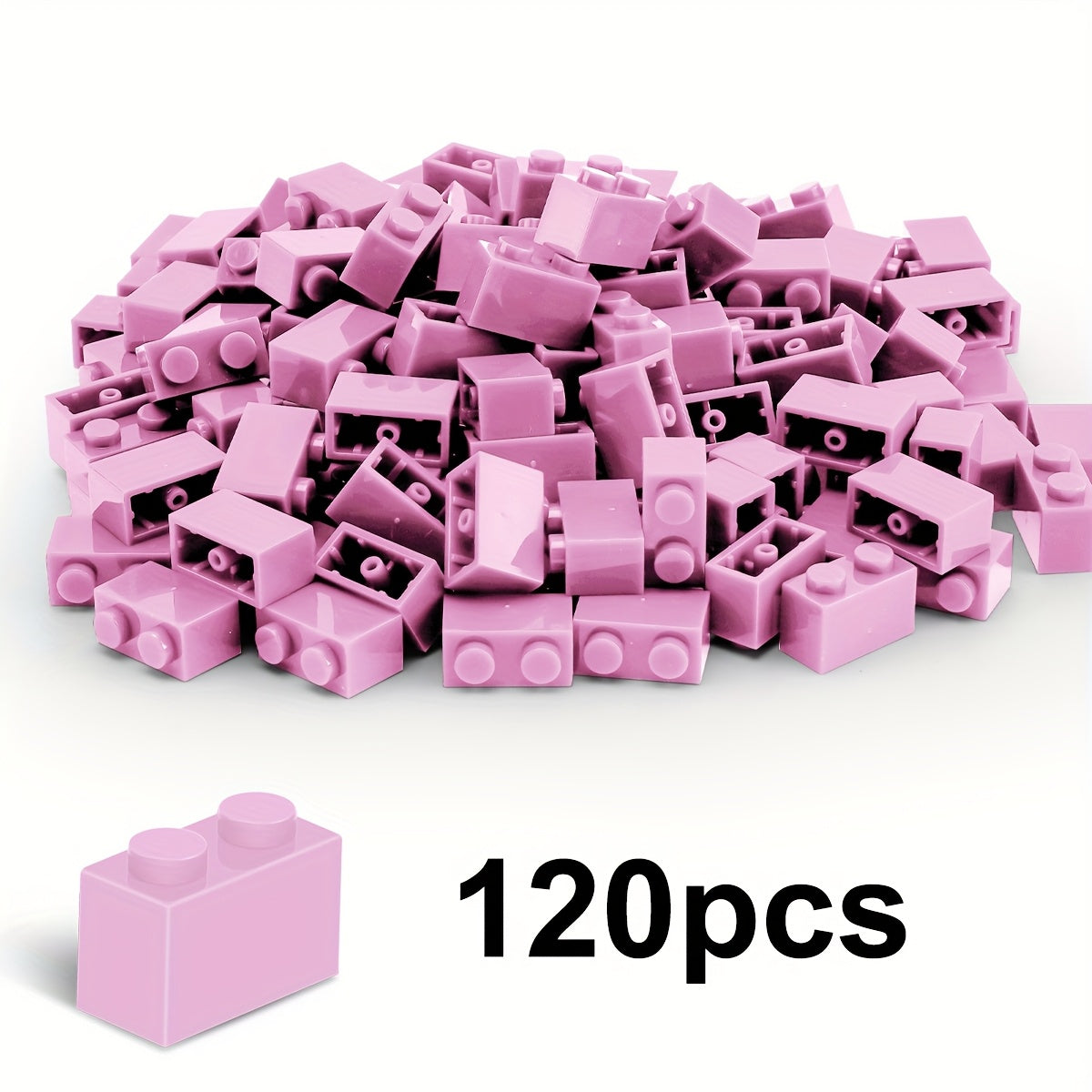 120pcs 1x2 Building Blocks 16 Colors Pink Orange Yellow Green Purple ABS Plastic