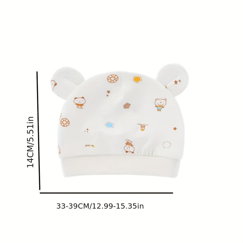 Cute Cartoon Print Thin Baby Fetal Cap for 0-3 Months