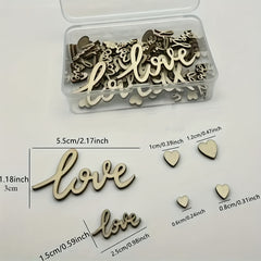 100pcs Wooden Love Confetti Hearts Rustic Wedding Table Decorations DIY Crafts