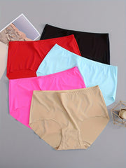 5 Pack Plus Size Seamless Comfort Panties Women's Casual Underwear