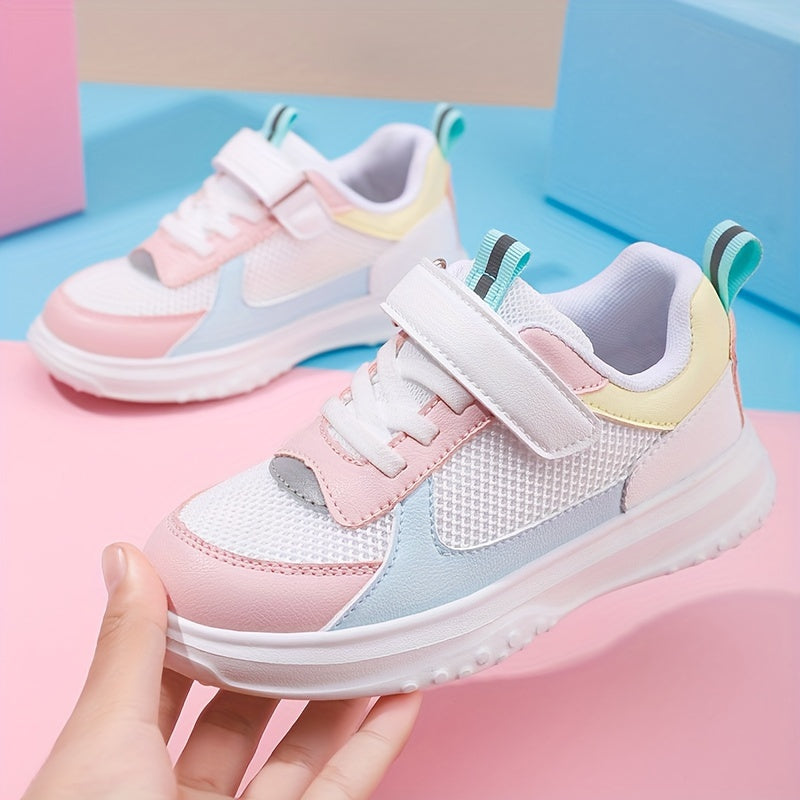Girl's Colour Block Sneakers Soft Sole Shoes For Kids