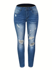 Women's Ripped Holes High Stretch Skinny Jeans