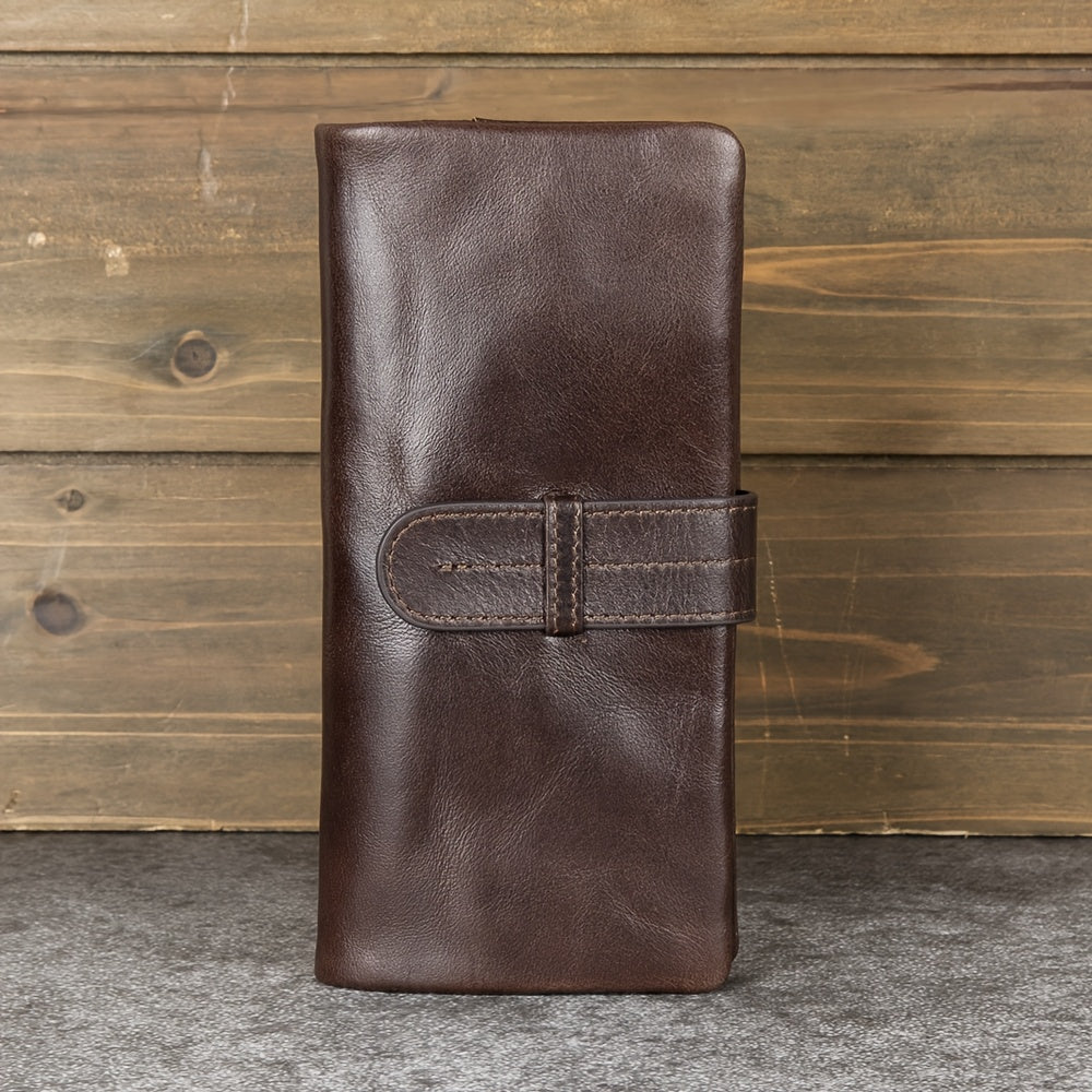 Vintage Style Leather Wallet Bi Fold with Coin Pocket Magnetic Closure
