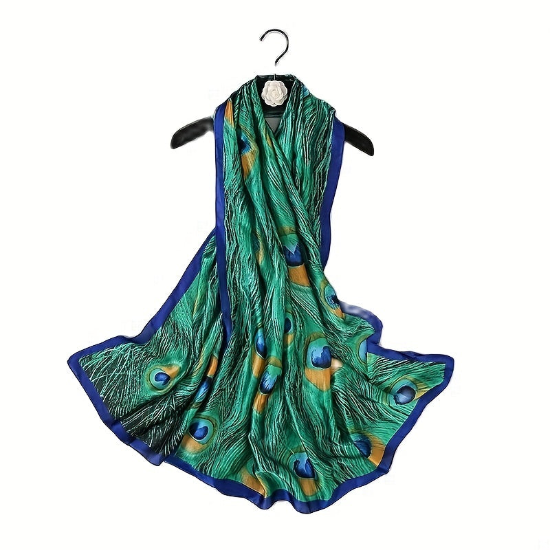 Mature Print Silk Scarf Soft Smooth Shawl Sunproof Beach Towel