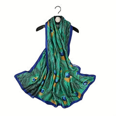 Mature Print Silk Scarf Soft Smooth Shawl Sunproof Beach Towel