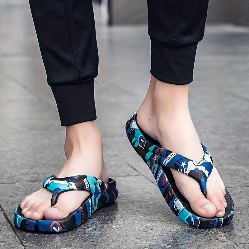 Men's Graphic Thong Sandals Casual Non Slip Flip flops Shoes
