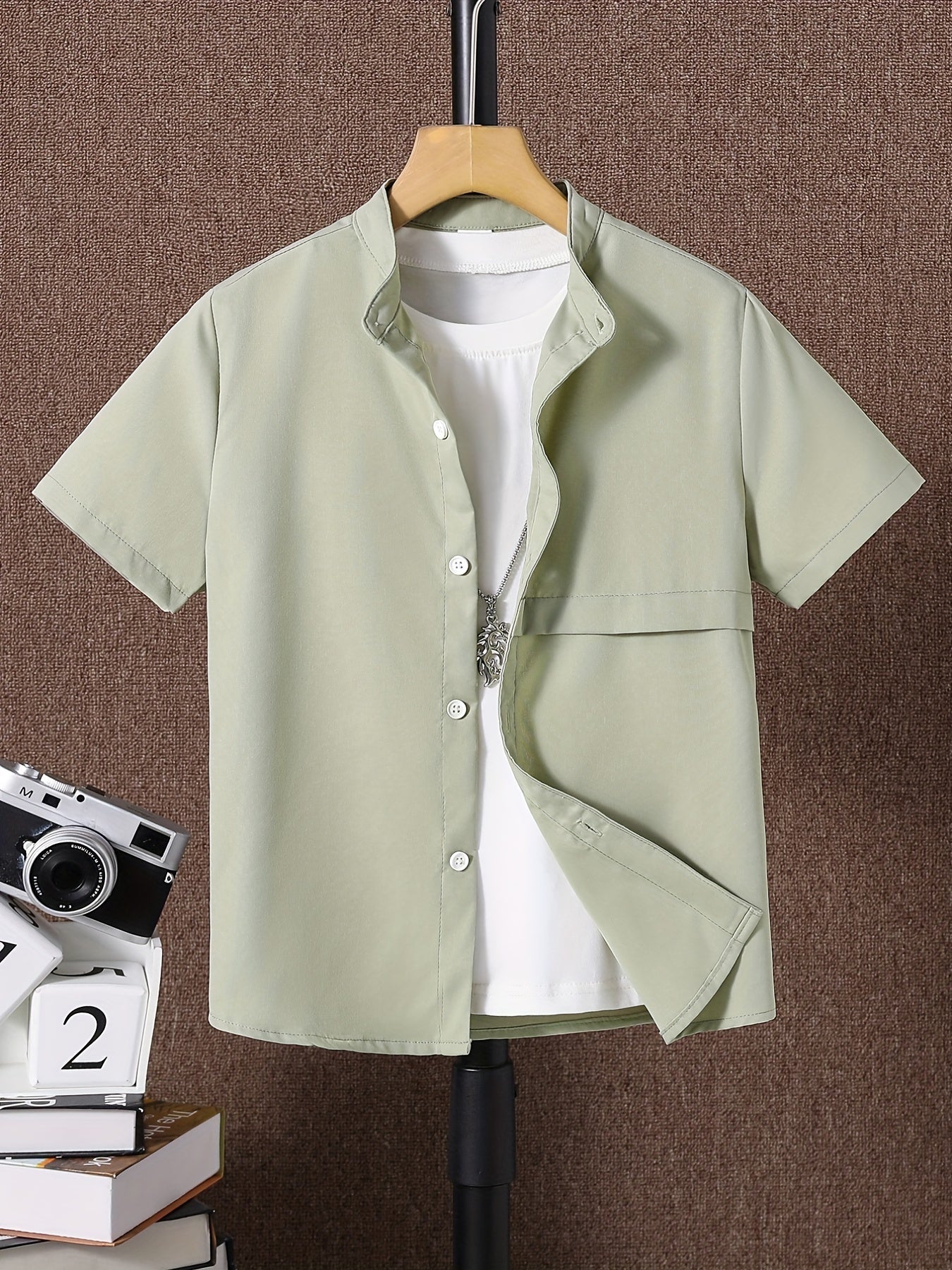 Boys Short Sleeve Solid Top Casual Shirt