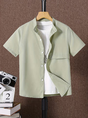 Boys Short Sleeve Solid Top Casual Shirt