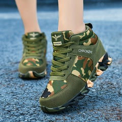 Women's Camo Print High Top Running Shoes Lace Up Sneakers