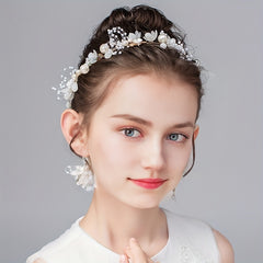 Flower Faux Pearl Headband for Girls