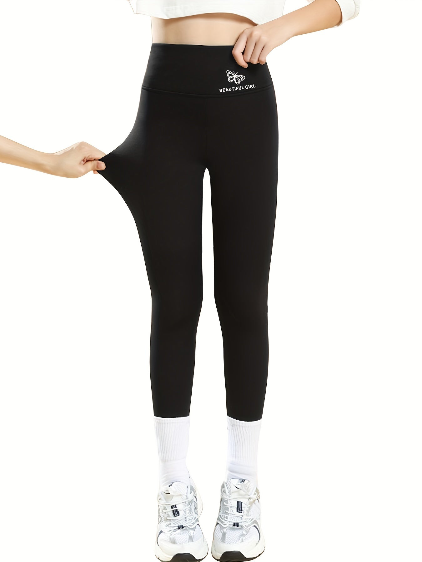 Girls High Waist Butterfly Printed Ankle Legging For Kids