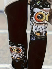 Women's Plus Owl Print High Rise Leggings