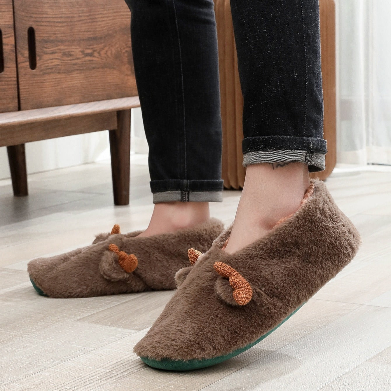 Men's Cartoon Plush Indoor Slippers Christmas