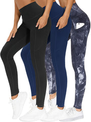 3 Pack Plus Size Marble Print High Waist Yoga Pants Set