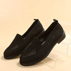 Women's Knitted Flat Shoes Soft Sole Slip On Casual Walking Shoes