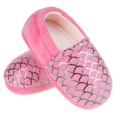 Girls Fleece House Shoes Lightweight Non Slip Soft Bottom Walking Shoes