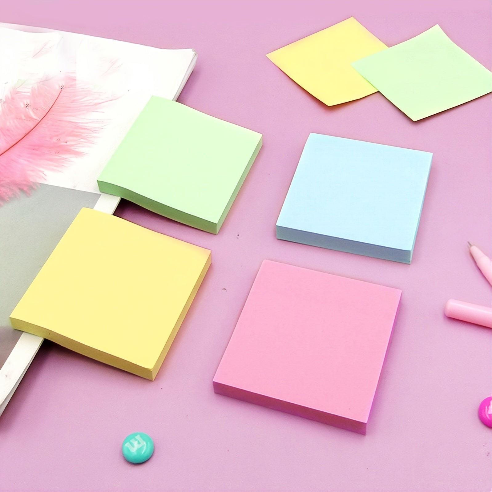 100pc Square Sticky Notes 3x3 Adhesive 4 Colors