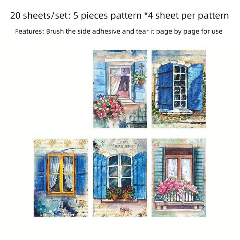 Creative Garden Door Window Scenery Decoration Paper Set