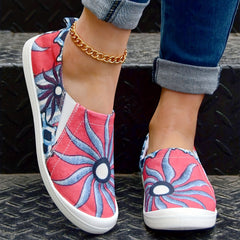 Colorful Floral Pattern Slip On Shoes Women's Casual Lightweight Soft Comfortabl