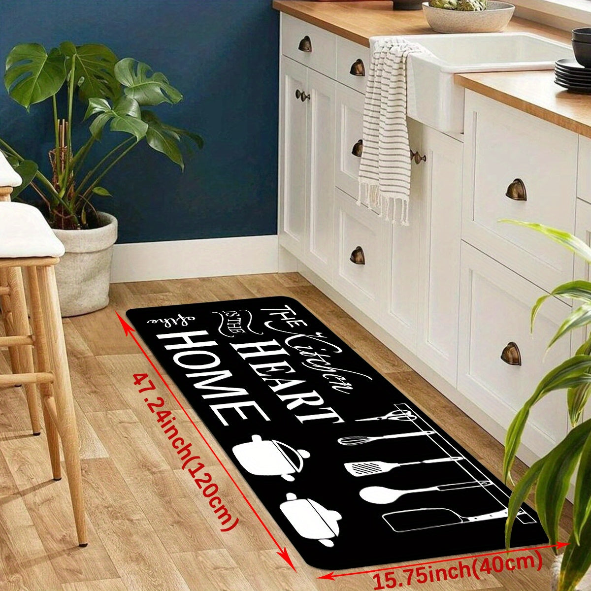 Anti Fatigue Kitchen Rug Set Soft Polyester Cushioned Rug with Non Slip Backing