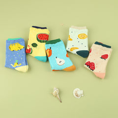 5 Pairs Fruit Print Socks Women's Stockings & Hosiery