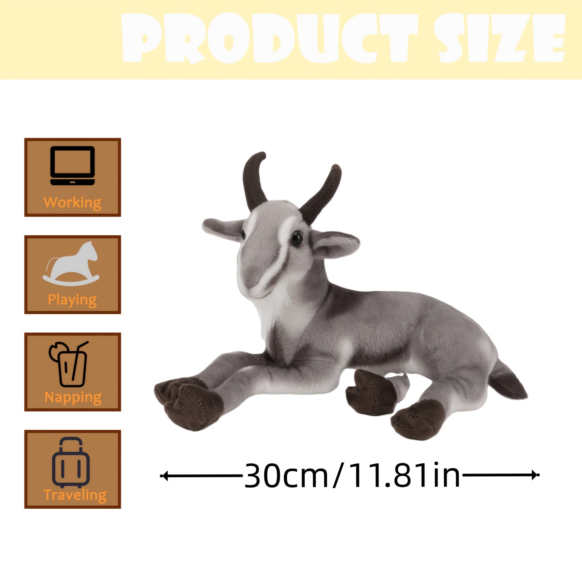 11" Pygmy Goat Plush Soft Stuffed Animal Realistic Looking Doll