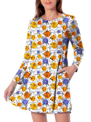 Bat Print Halloween Dress Long Sleeve Mini Dress Women's Clothing