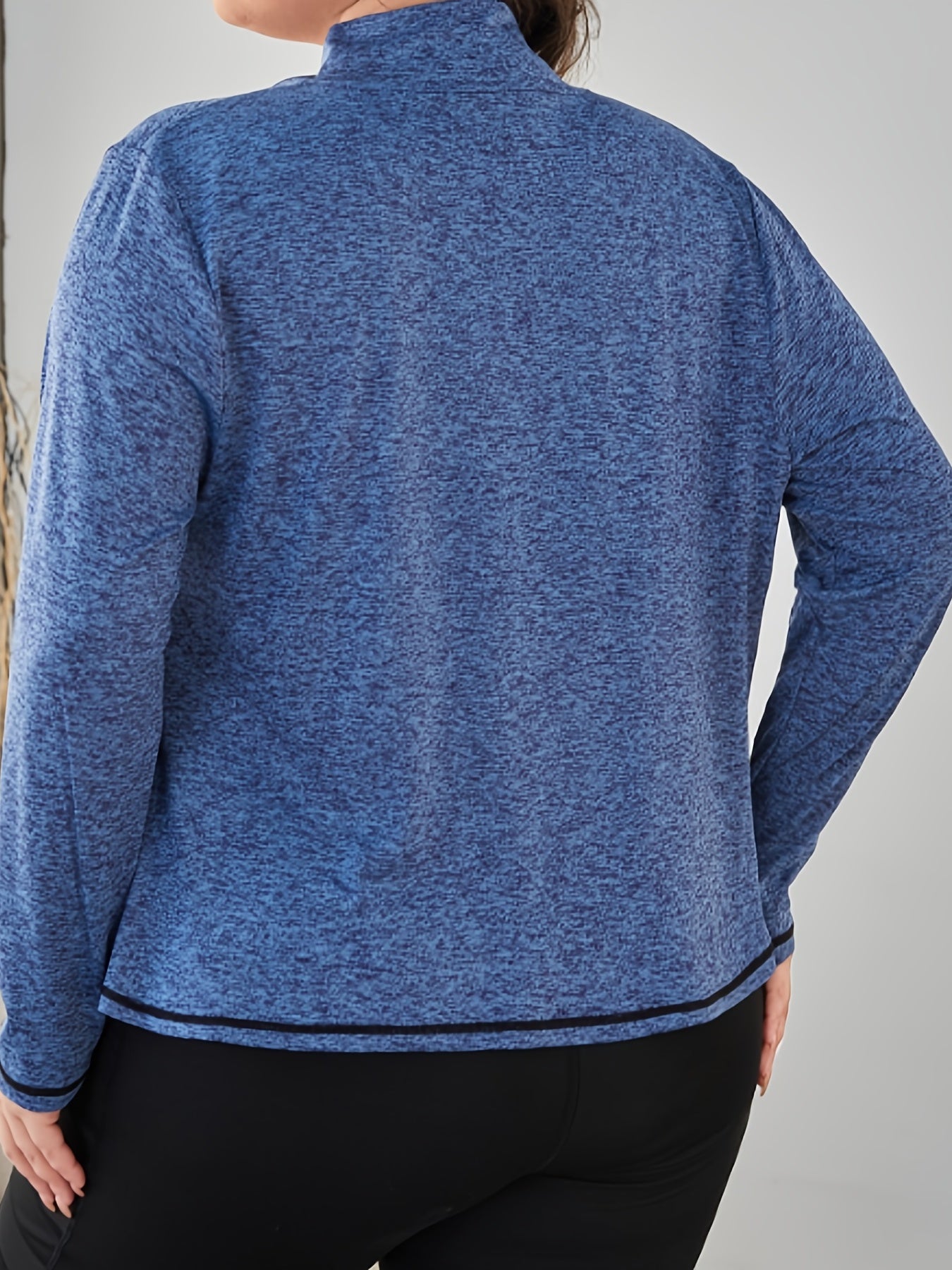 Colorblock High Neck Zipper Long Sleeve Sports Coat Plus Size