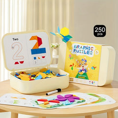 250pc Magnetic Geometric Puzzle Building Blocks for Kids - Back to School Gift