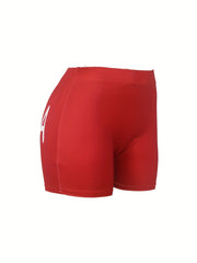 Letter Print Skinny Shorts Yoga Casual Summer Shorts Women's Clothing