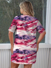 Ombre Print Short Sleeve Outwear Dress