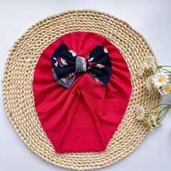 Soft Elastic Strip Flower Baby Hat With Bow For Girl